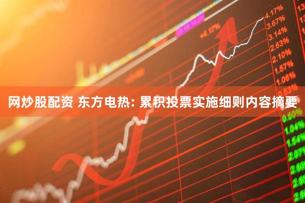 网炒股配资 东方电热: 累积投票实施细则内容摘要